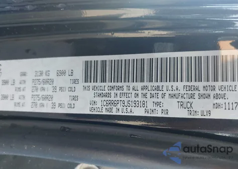 2018 Ram 1500 Limited 4X2 5'7 Box from USA, damaged, VIN 1C6RR6PT9JS193181